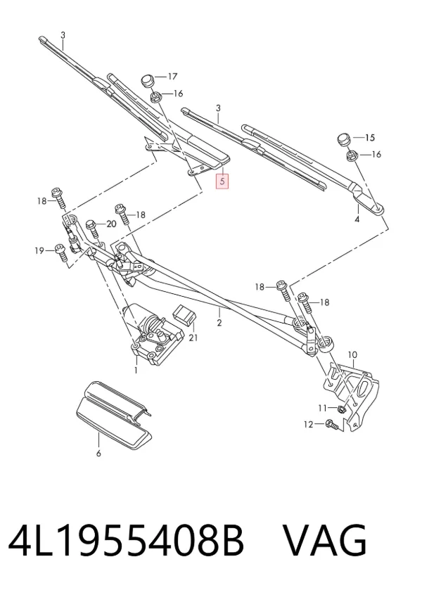 Brazo del limpiaparabrisas 4L1955408B VAG