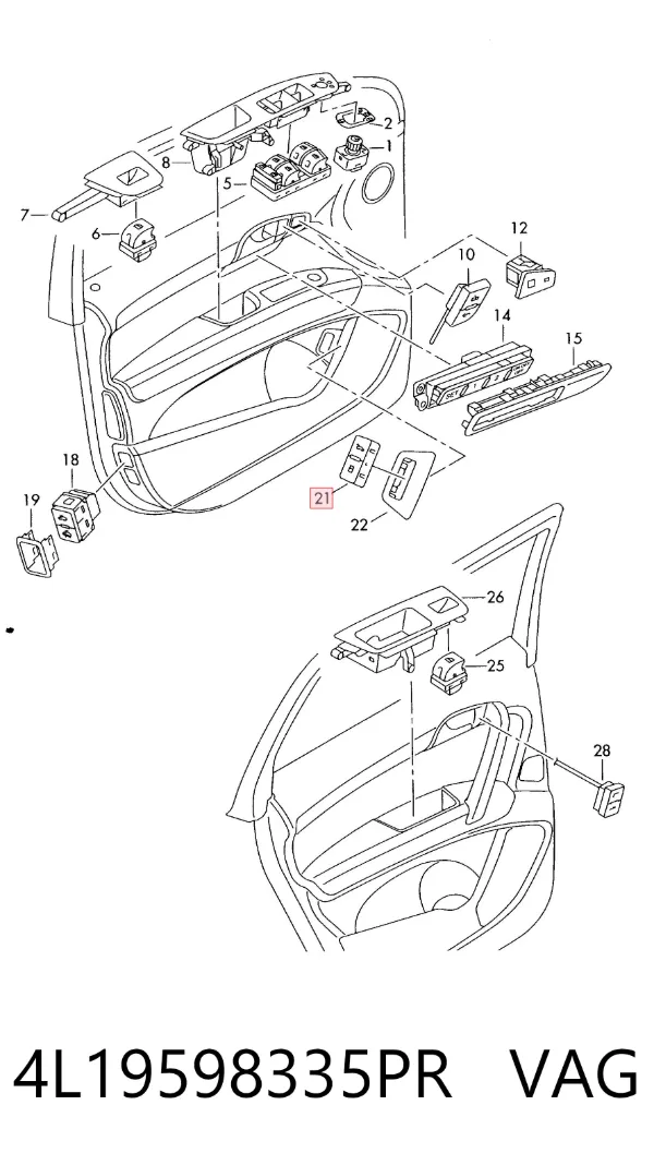 Botón interior de apertura de maletero 4L19598335PR VAG