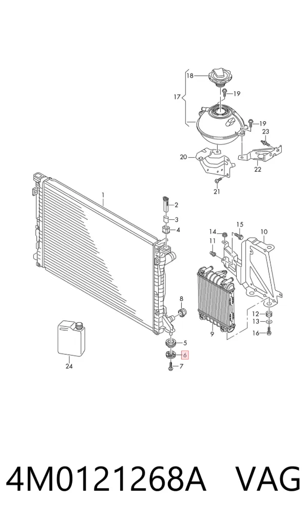 Soporte inferior de fijación del radiador 4M0121268A VAG