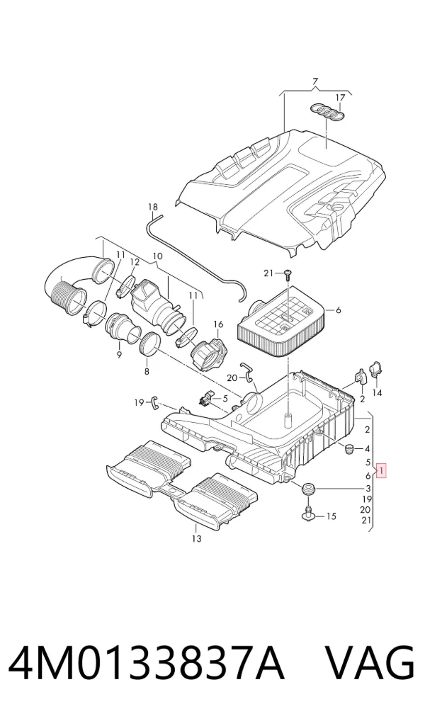 Caja del filtro de aire 4M0133837A VAG