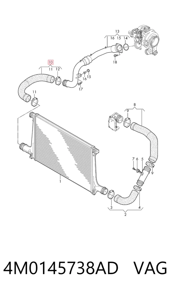 Tubo intercooler 4M0145738AD VAG