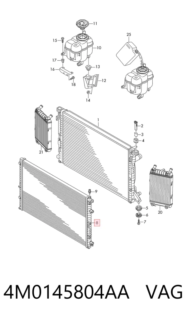 Radiador adicional de refrigeración del motor 4M0145804AA VAG