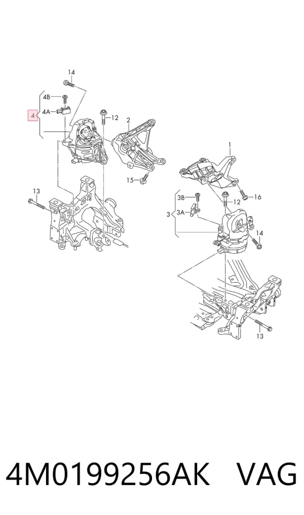 Soporte de motor derecho 4M0199256AK VAG
