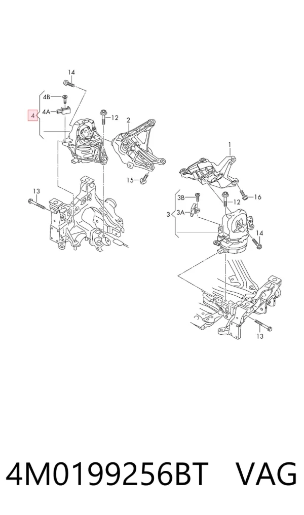 Soporte de motor derecho 4M0199256BT VAG