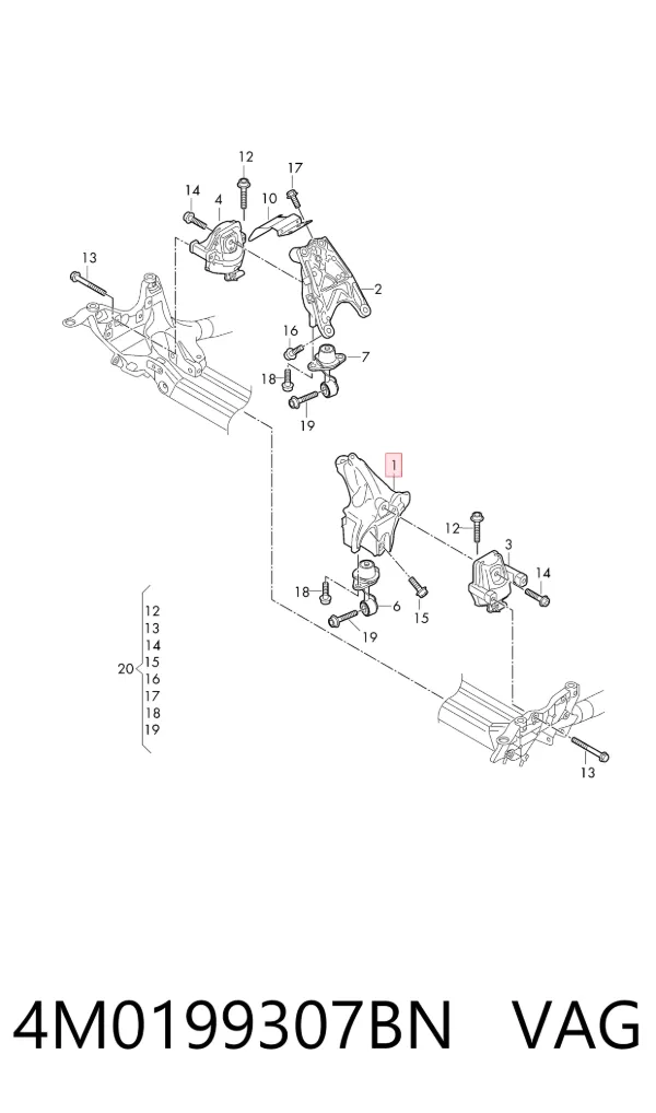 Soporte del soporte izquierdo del motor 4M0199307BN VAG
