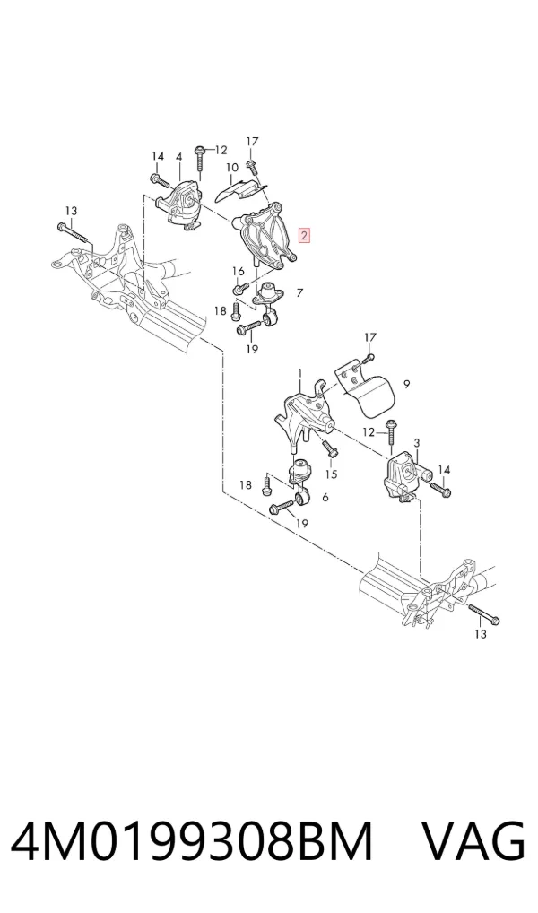 Soporte derecho del motor 4M0199308BM VAG