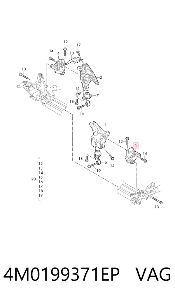 Soporte izquierdo del motor 4M0199371EP VAG