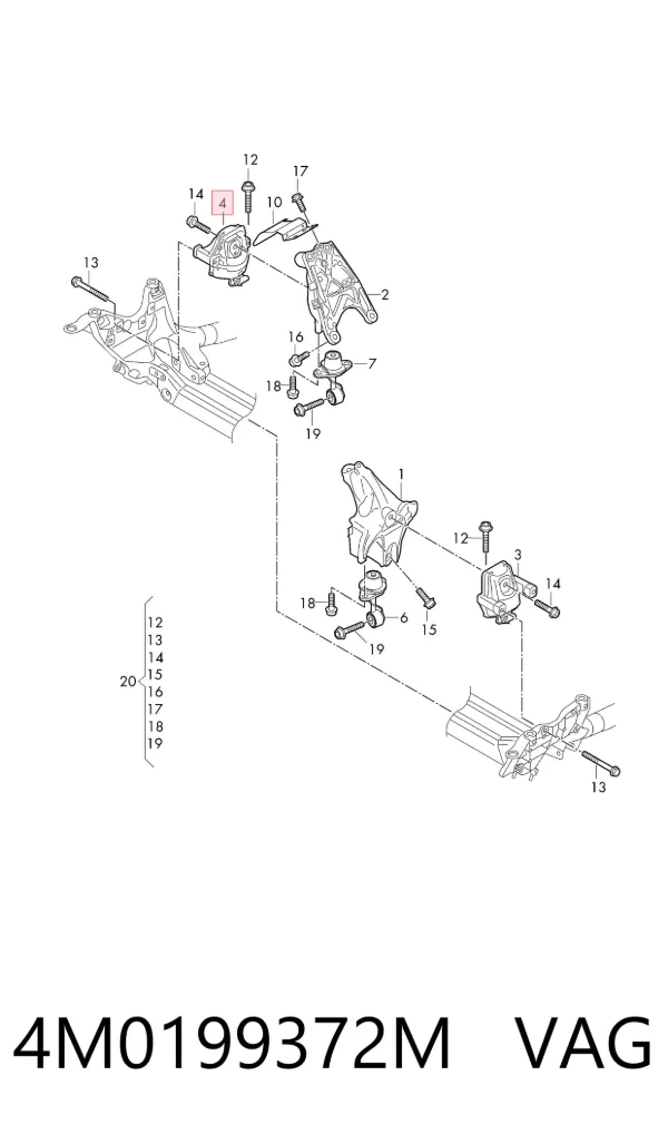 Soporte de motor derecho 4M0199372M VAG