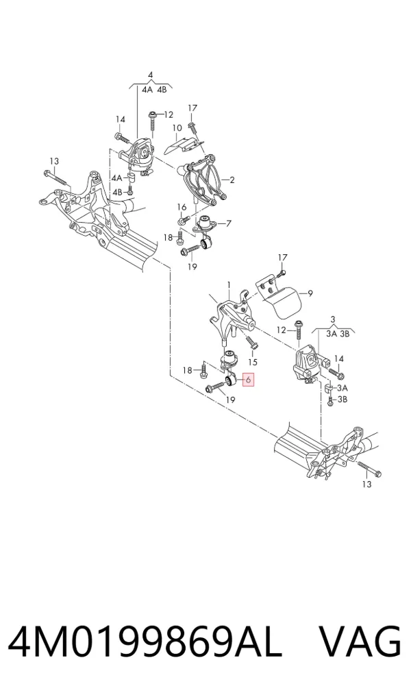 Soporte de motor derecho 4M0199869AL VAG