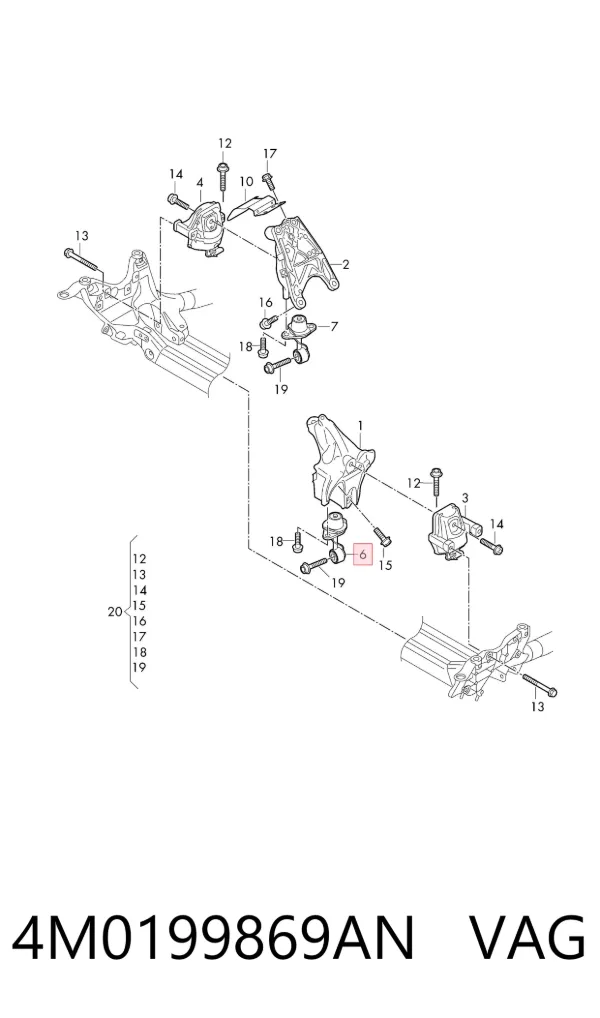 Soporte izquierdo del motor 4M0199869AN VAG