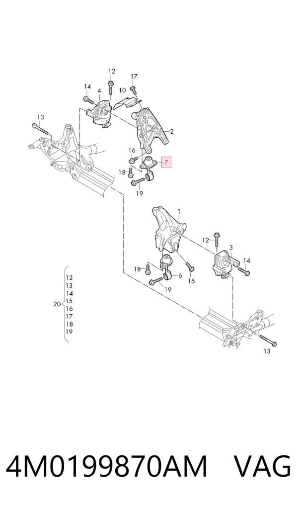 Soporte de motor derecho 4M0199870AM VAG