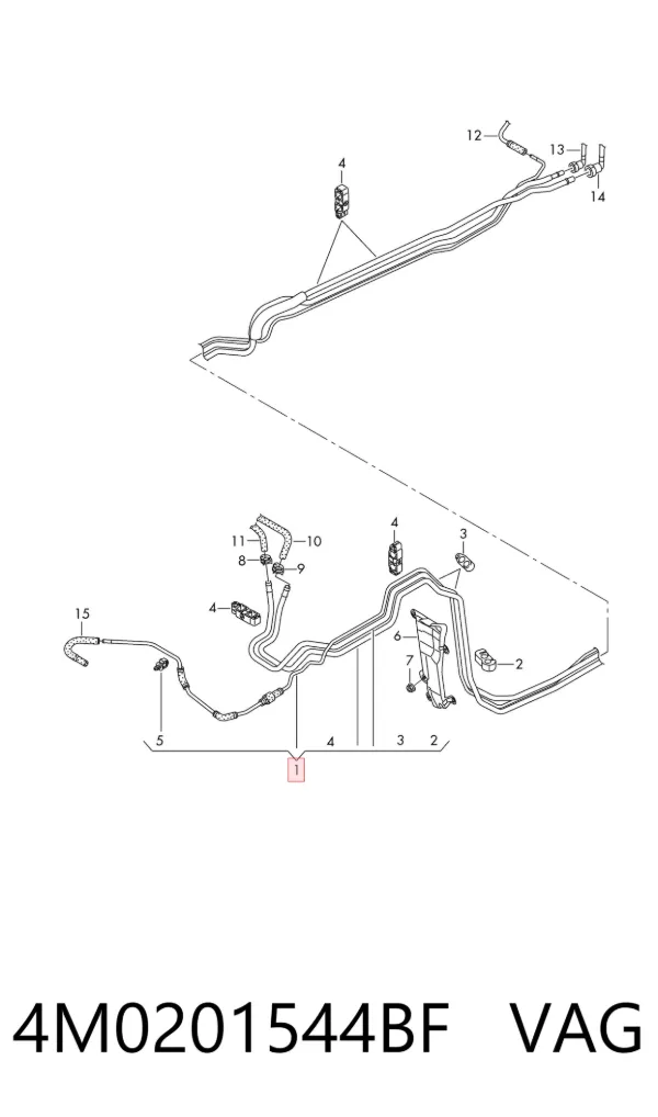 Juego de tuberías de combustible 4M0201544BF VAG