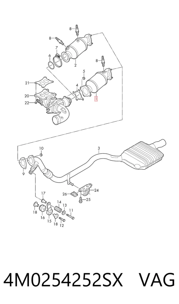 Catalizador 4M0254252SX VAG