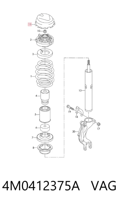 Cubierta de soporte del amortiguador delantero VAG 4M0412375A