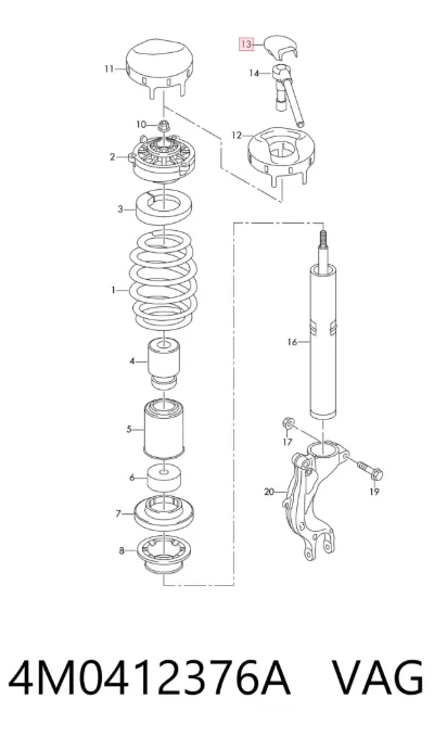 Cubierta de soporte del amortiguador delantero VAG 4M0412376A