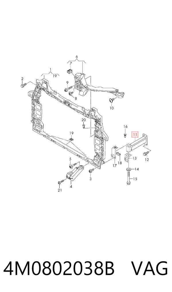 Soporte del refuerzo del parachoques delantero 4M0802038B VAG