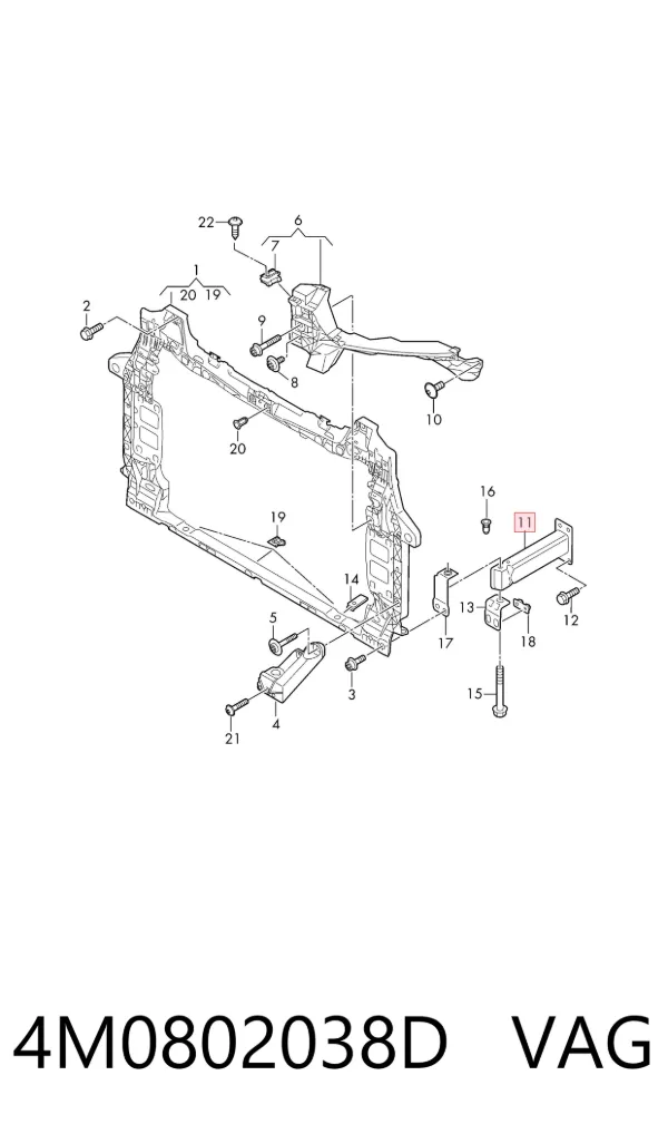Soporte del refuerzo del parachoques delantero 4M0802038D VAG
