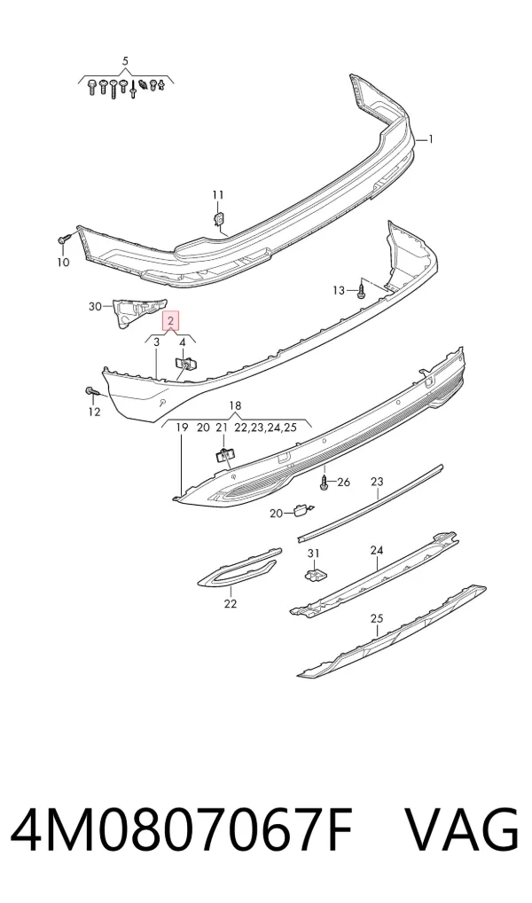 Parachoques trasero 4M0807067F VAG
