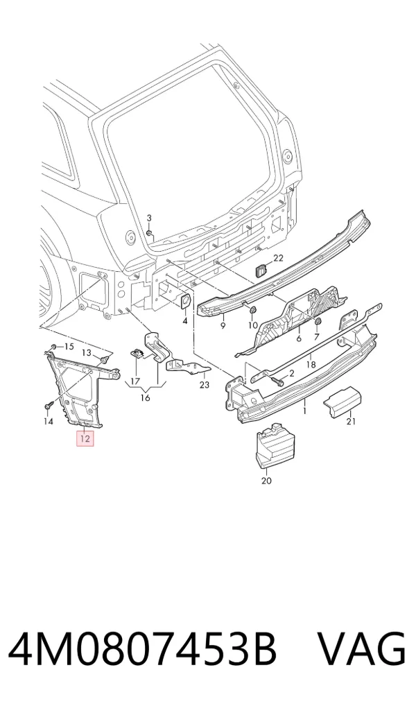 Soporte de parachoques trasero izquierdo 4M0807453B VAG