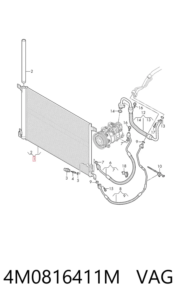 Condensador aire acondicionado 4M0816411M VAG