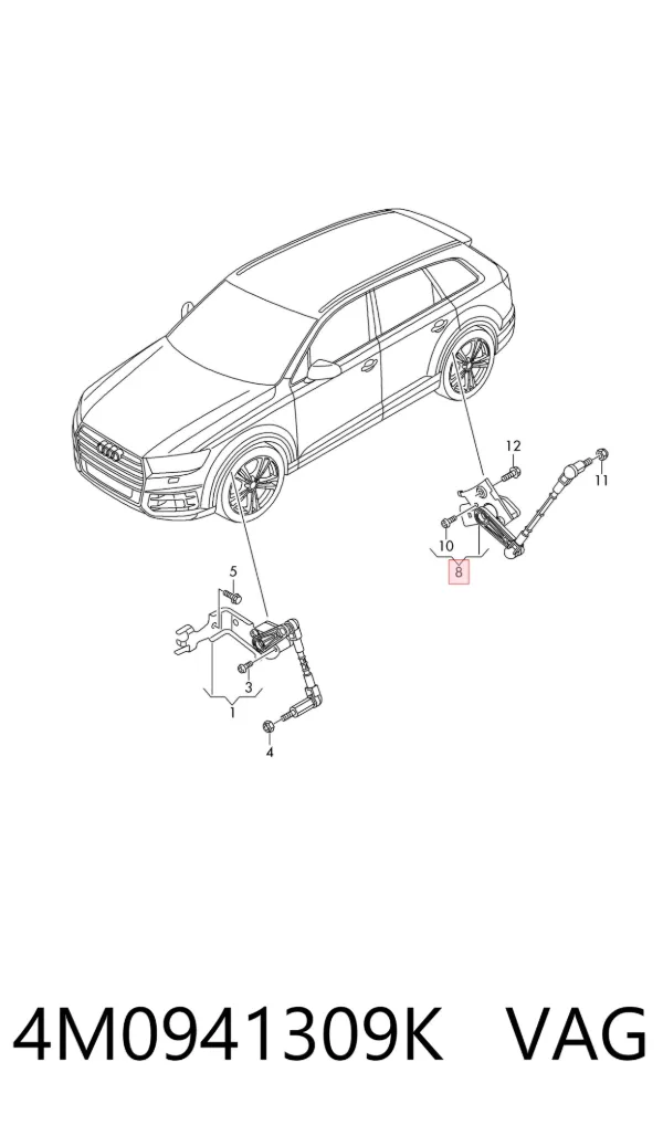 Sensor de nivel de carrocería trasero izquierdo 4M0941309K VAG