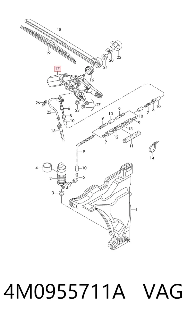 Motor limpiaparabrisas, trasera 4M0955711A VAG