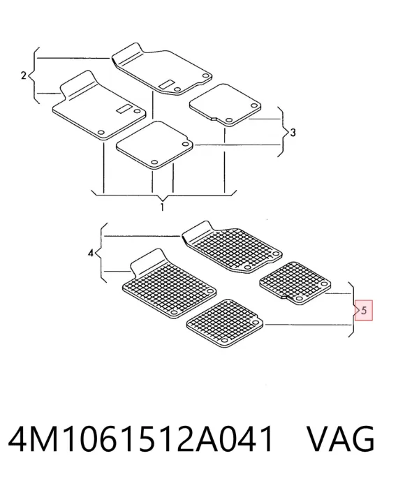 Juego de alfombrillas traseras, 2 piezas 4M1061512A041 VAG