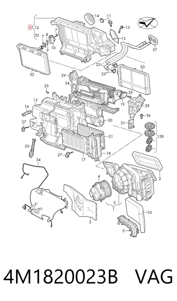 Caja del evaporador del aire acondicionado 4M1820023B VAG