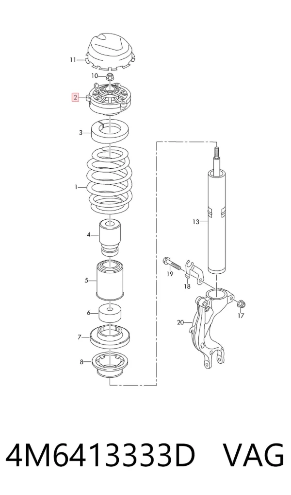 Soporte del amortiguador delantero 4M6413333D VAG