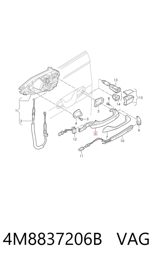 Manija exterior derecha delantera/trasera de puerta 4M8837206B VAG
