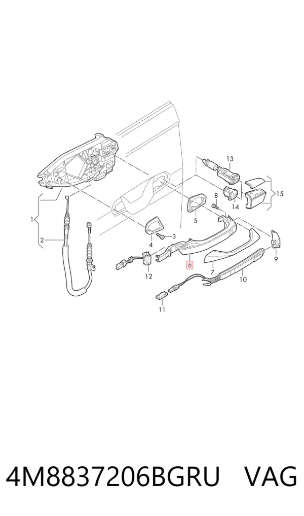 Manija exterior derecha delantera/trasera de puerta 4M8837206BGRU VAG