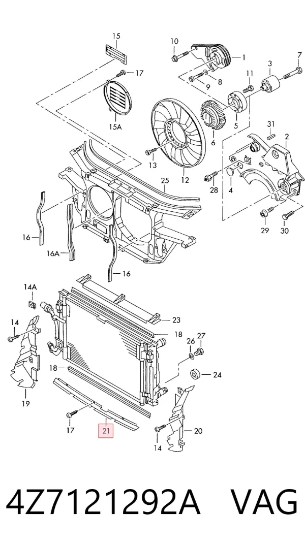 Deflector de aire inferior del radiador 4Z7121292A VAG