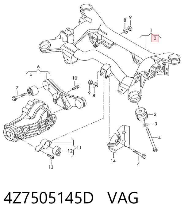 Silentblock trasero 4Z7505145D VAG
