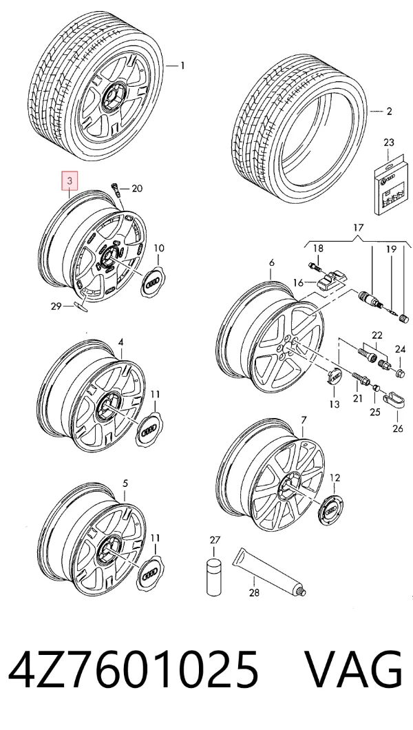 Llantas 4Z7601025 VAG