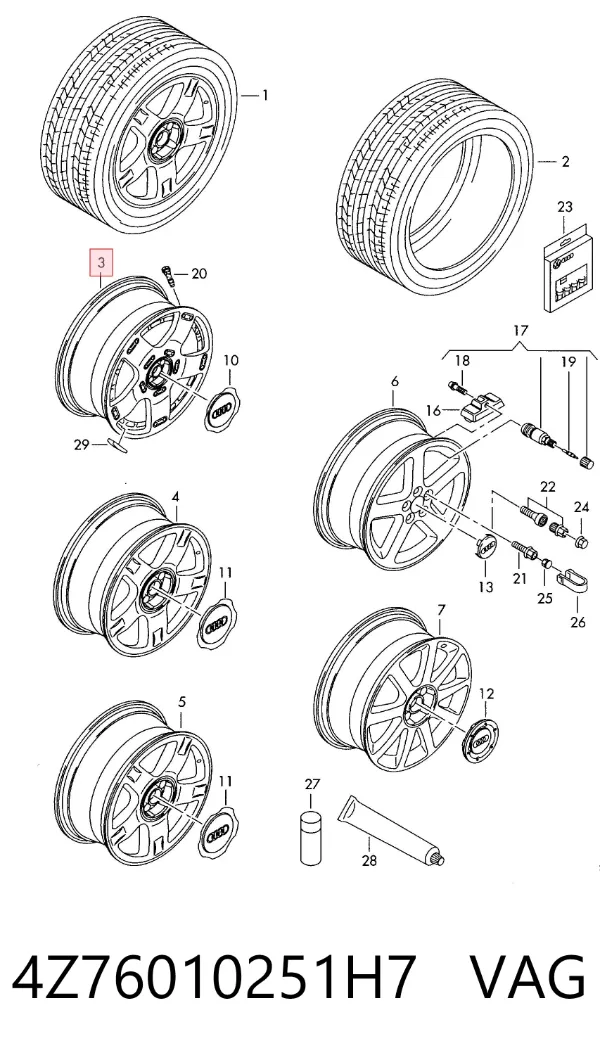 Llantas 4Z76010251H7 VAG