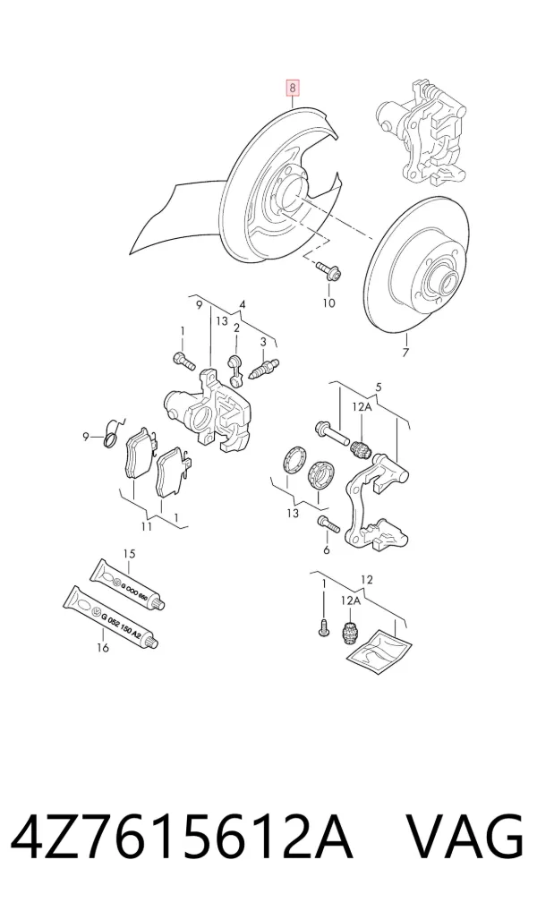 Protector de disco de freno delantero derecho 4Z7615612A VAG