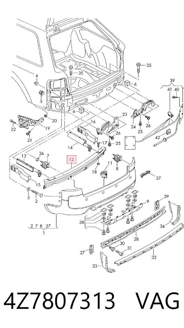 Refuerzo parachoques trasero Audi A6 Allroad C5