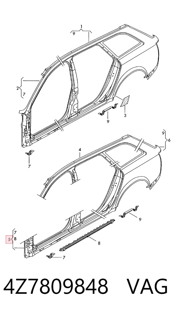 Umbral de puerta, derecha Audi A6 Allroad C5