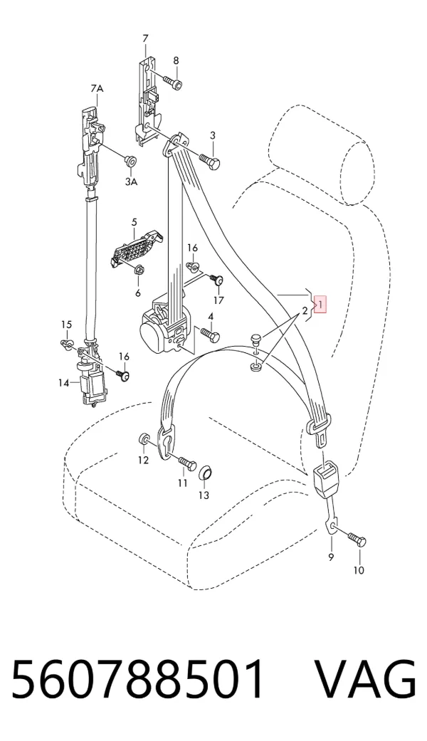 Cinturón de seguridad delantero derecho 560788501 VAG