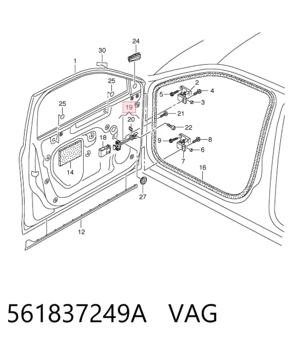 Limitador de apertura de puerta delantera 561837249A VAG