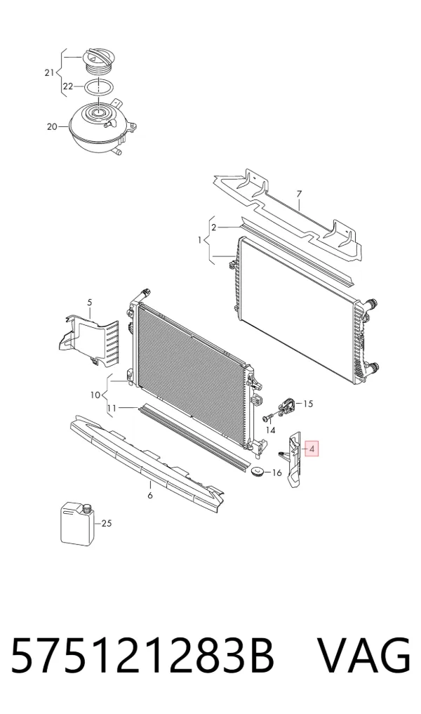Deflector de aire del radiador izquierdo 575121283B VAG