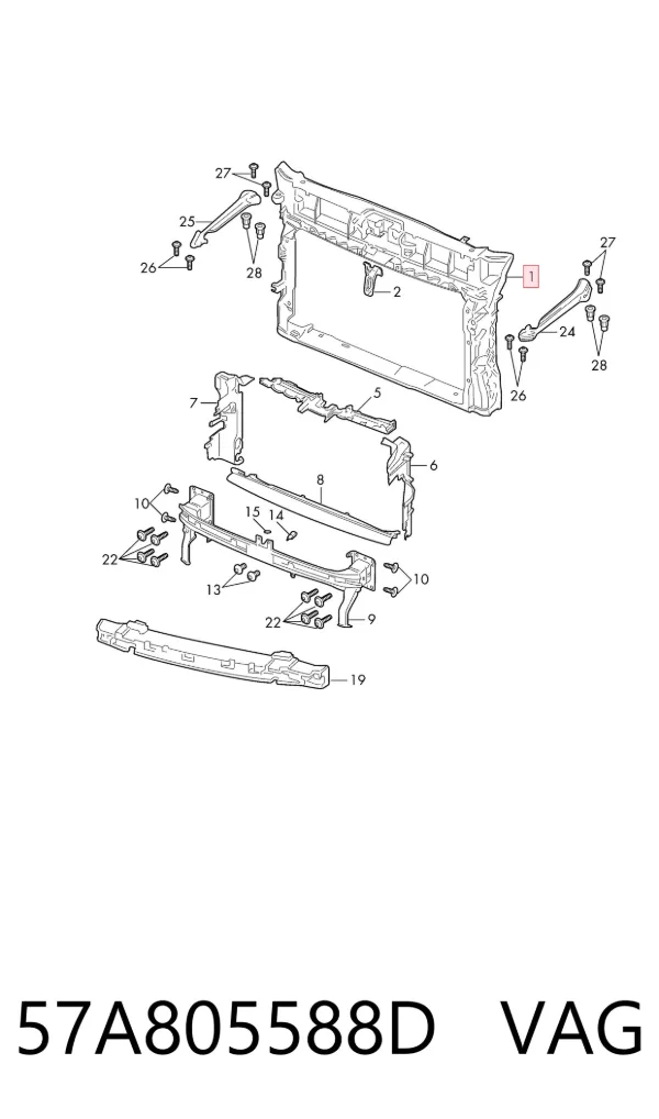 Soporte de radiador 57A805588D VAG