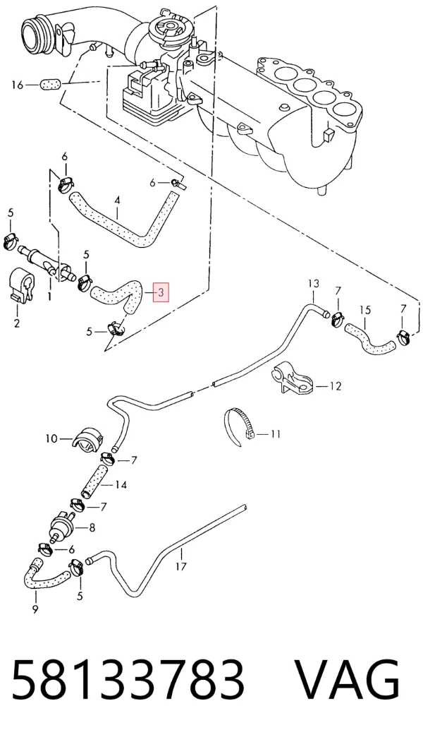 Tubo de ventilación del cárter 58133783 VAG