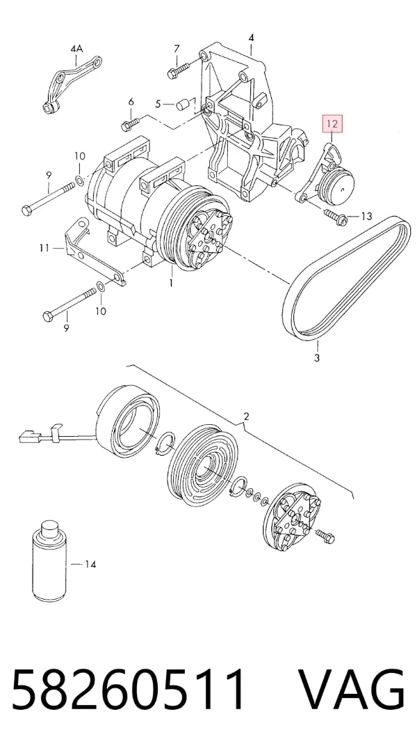 Tensor de correa poli V 58260511 VAG