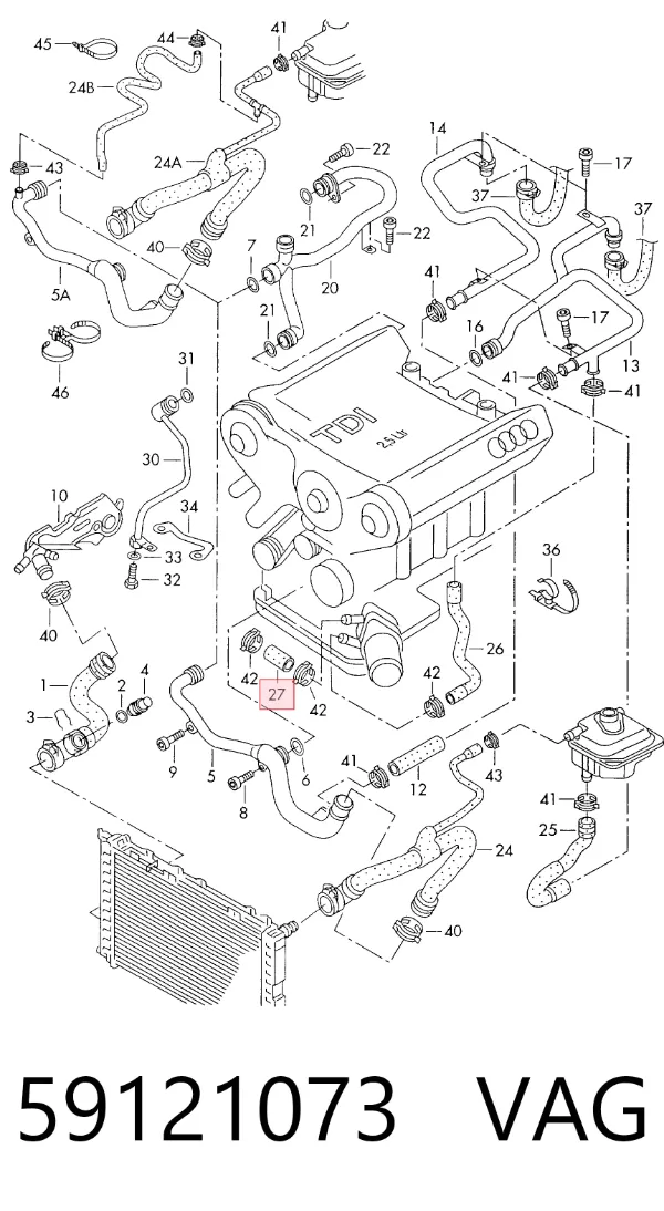 Manguera radiador 59121073 VAG