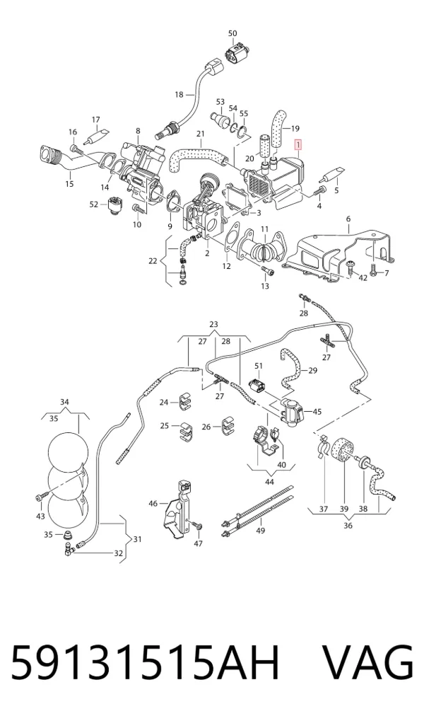 Enfriador de recirculación de gases de escape EGR 59131515AH VAG