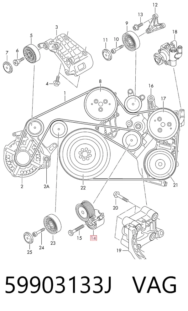 Tensor de correa poli V 59903133J VAG