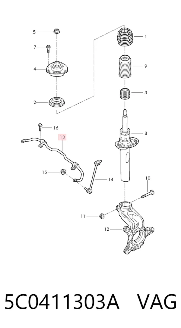 Estabilizador delantero 5C0411303A VAG