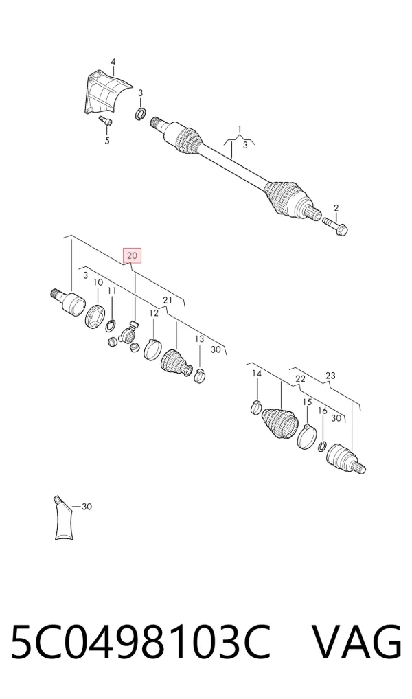 Junta homocinética interna delantera 5C0498103C VAG