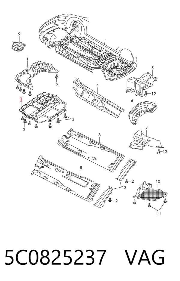 Protección delantera del motor 5C0825237 VAG